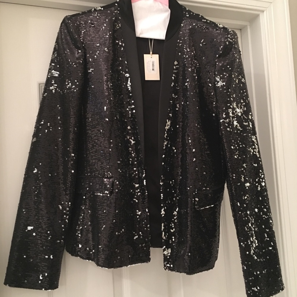 NWT Maje black sequin tuxedo jacket - Picture 8 of 13